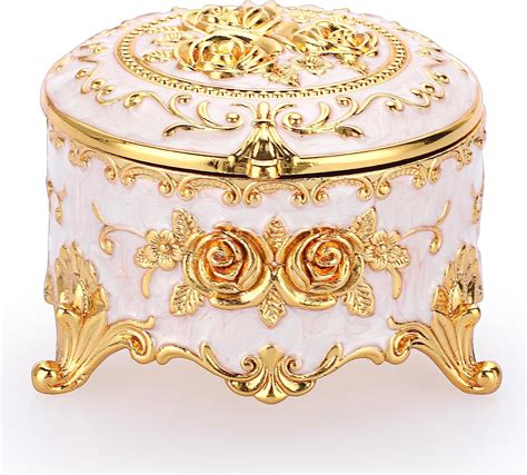 little metal jewelry boxes round shaped|Hipiwe Metal Jewelry Box Vintage Ring Holder Trinket .